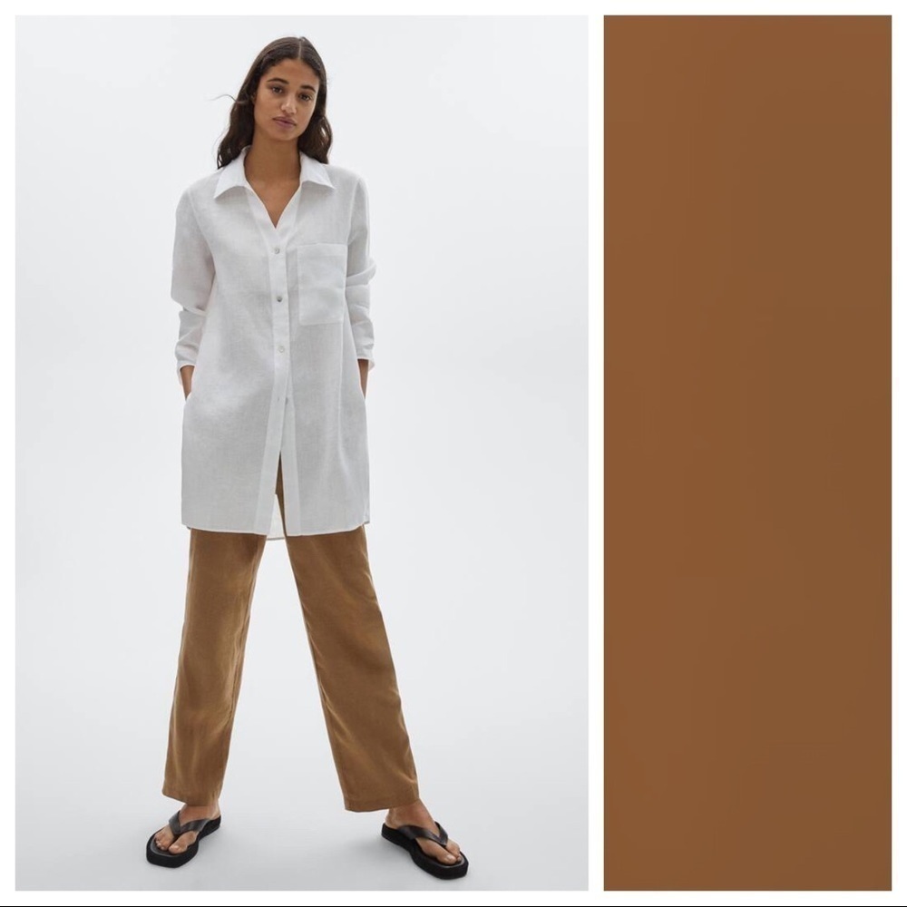 NWT. Massimo Dutti Tan 100% Linen Jogging Fit Trousers. Size 4.